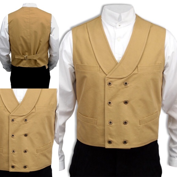 Canvas Double Breasted Vest - Wheat
